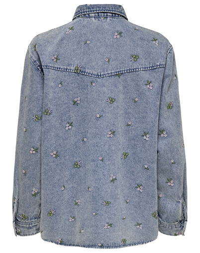 Only - ONLVera Flower Skjorte - Light Blue Denim
